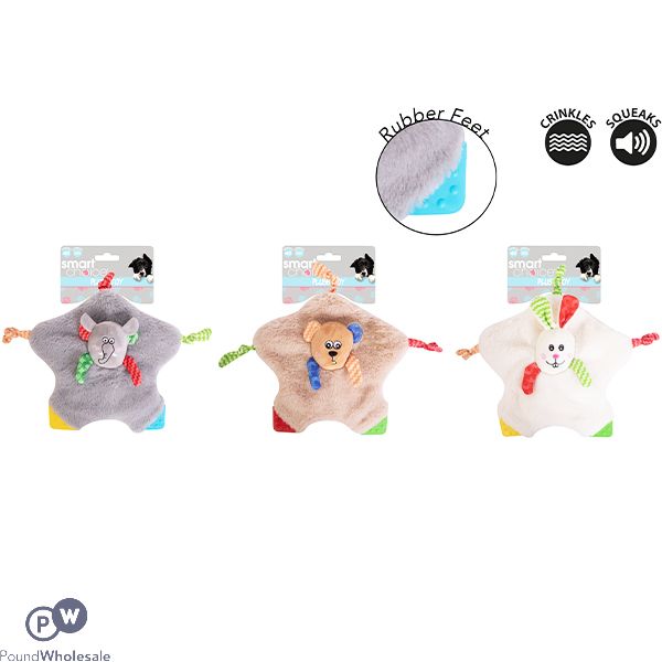 Smart Choice Crinkle & Squeaky Plush Puppy Toy Assorted Colours