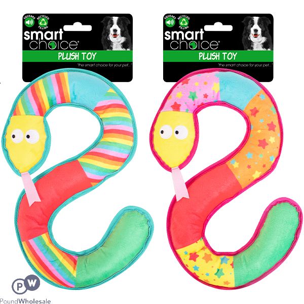 Smart Choice Squeaky Plush Snake Dog Toy 40cm Assorted Colours