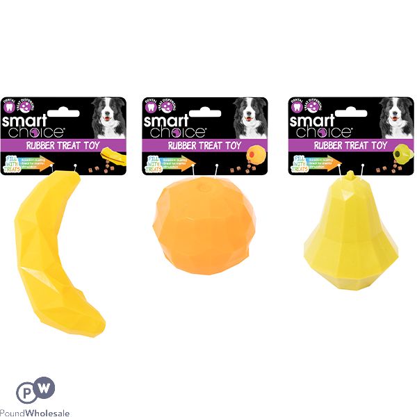 Smart Choice Treat Dispensing Rubber Fruit Dog Toy Assorted Colours