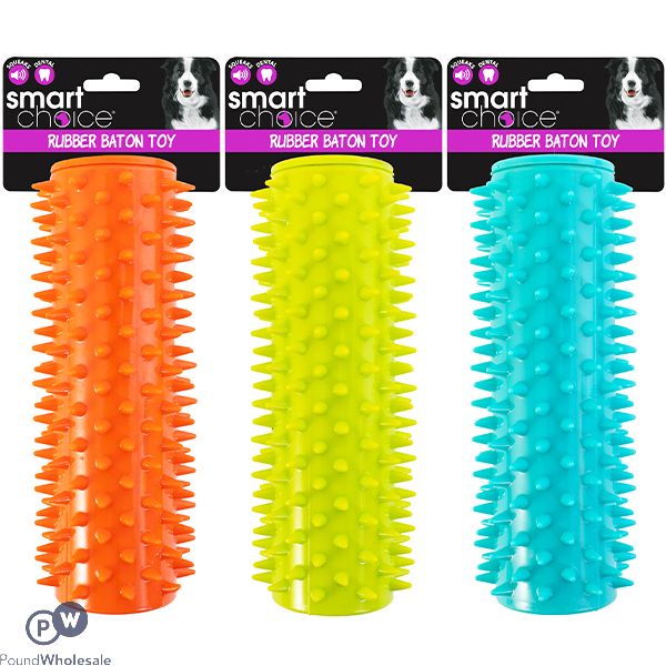 Smart Choice Tpr Squeaky Spiky Baton Dog Toy 18cm Assorted Colours