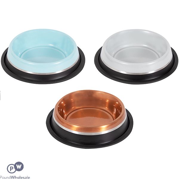 Smart Choice Stripe Stainless Steel Pet Bowl 400ml Assorted