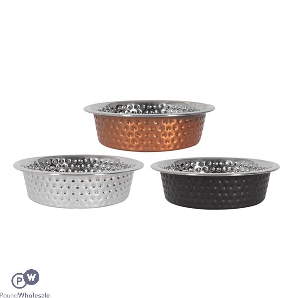 Smart Choice Hammered Stainless Steel Pet Bowl 350ml Assorted Colours