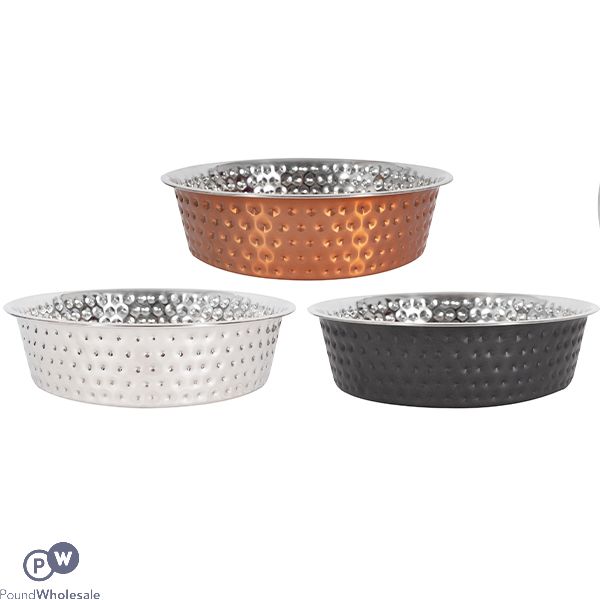 Smart Choice Hammered Stainless Steel Pet Bowl 1200ml Assorted Colours