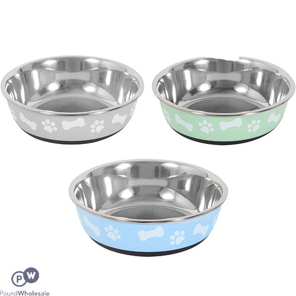 Smart Choice Anti-Skid Paw Print & Bone Pet Bowl 800ml Assorted Colours