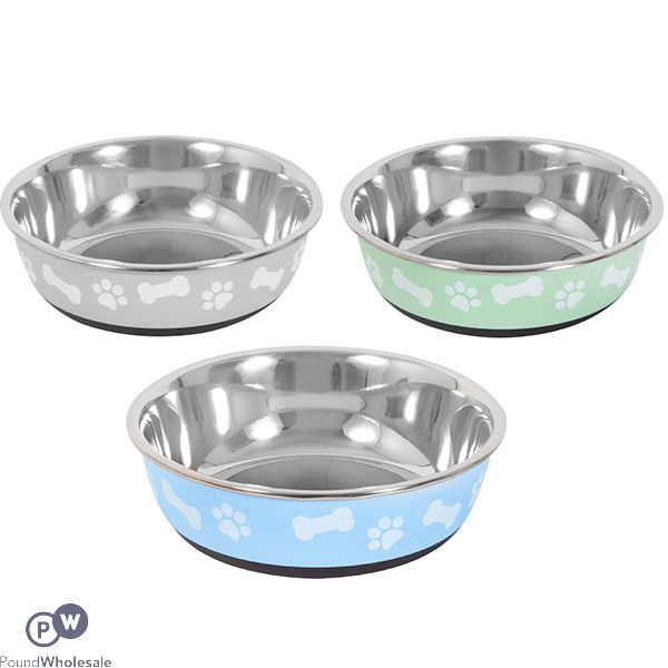 Smart Choice Anti-Skid Paw Print & Bone Pet Bowl 1600ml Assorted Colours