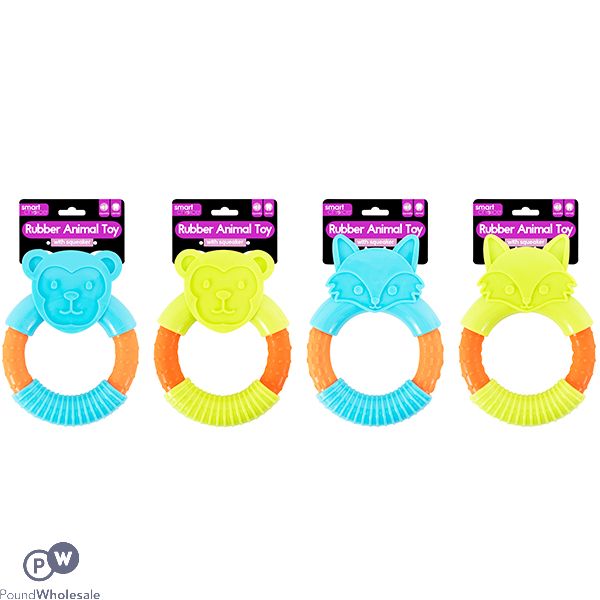 Smart Choice Squeaky Animal Rubber Ring Dog Toy Assorted