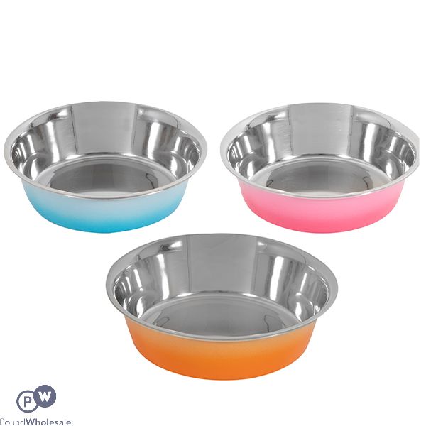 SMART CHOICE SUMMER OMBRE STAINLESS STEEL PET BOWL 400ML ASSORTED COLOURS