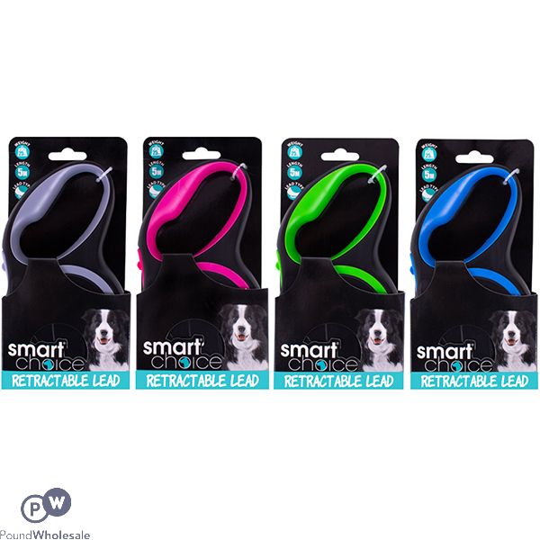 Smart Choice 25kg Retractable Dog Lead 5m Assorted Colours