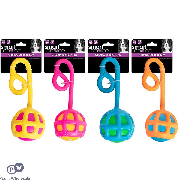 Smart Choice Squeaky Strong Rubber Yoyo Dog Toy 33cm Assorted Colours
