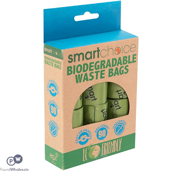 Smart Choice Biodegradable Tie Handle Poop Bags 90 Pack