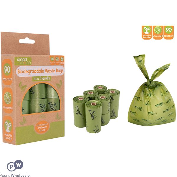 Smart Choice Biodegradable Tie Handle Poop Bags 90 Pack