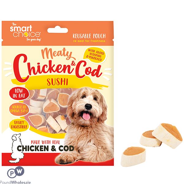 SMART CHOICE CHICKEN & COD SUSHI DOG TREAT 30 PACK 100G