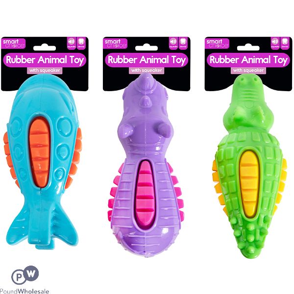 Smart Choice Squeaky Rubber Animal Dog Toy Assorted