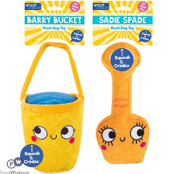 Smart Choice Squeaky Plush Bucket & Spade Dog Toy Assorted