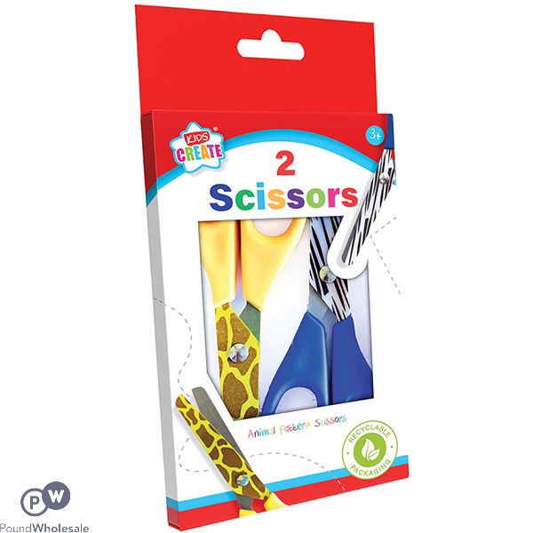Kids Create Assorted Animal Pattern Scissors 2 Pack