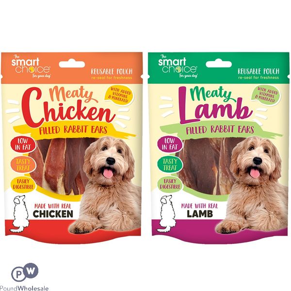 Smart Choice Meaty Filled Rabbit Ear Dog Treats 4 Pack Assorted