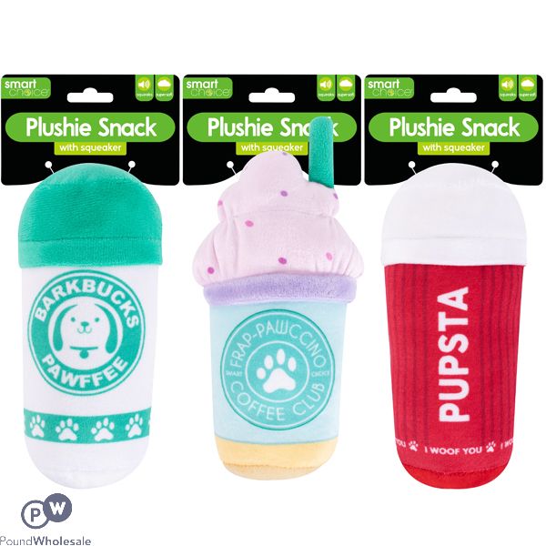 Smart Choice Squeaky Coffee Cup Plush Dog Toy Assorted