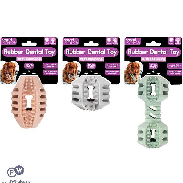 Smart Choice Treat Dispensing Dental Rubber Dog Toy Assorted