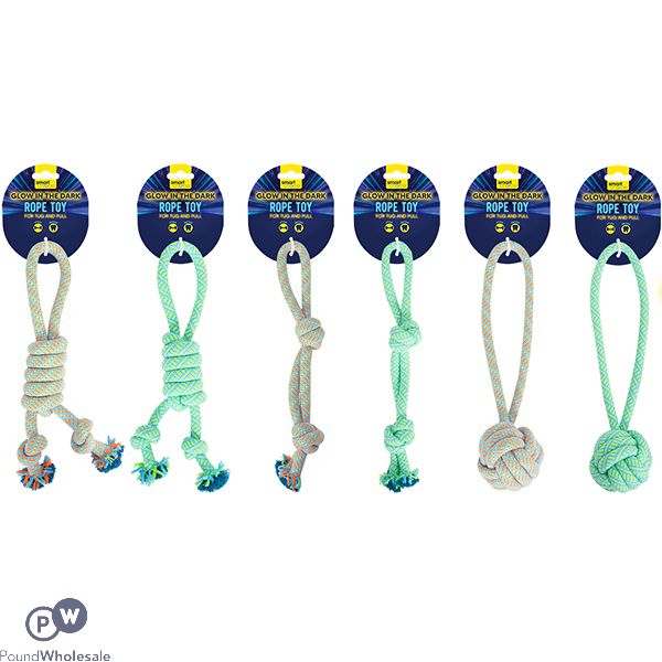 Smart Choice Glow In The Dark Rope Dog Toy 36cm Assorted