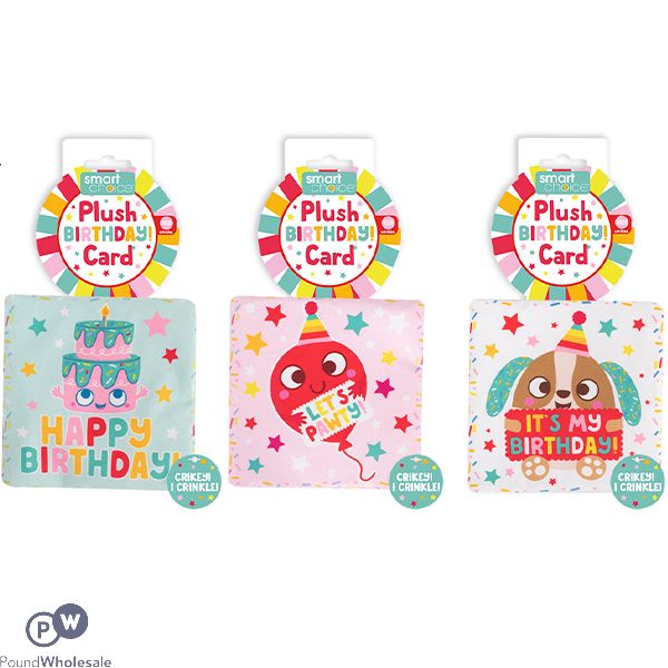 Smart Choice Crinkle Plush Birthday Card Dog Toy Assorted