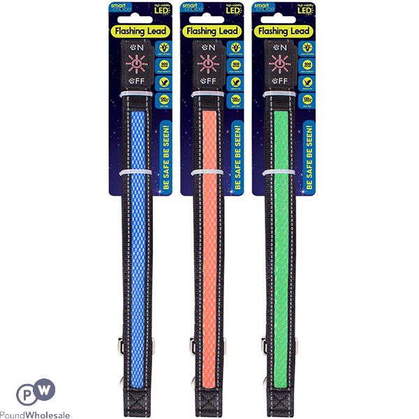 Smart Choice Flashing LED Dog Lead 120cm Assorted Colours