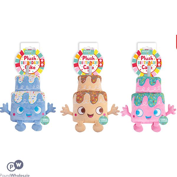 Smart Choice Squeaky Plush Birthday Cake Dog Toy 22cm Assorted Colours