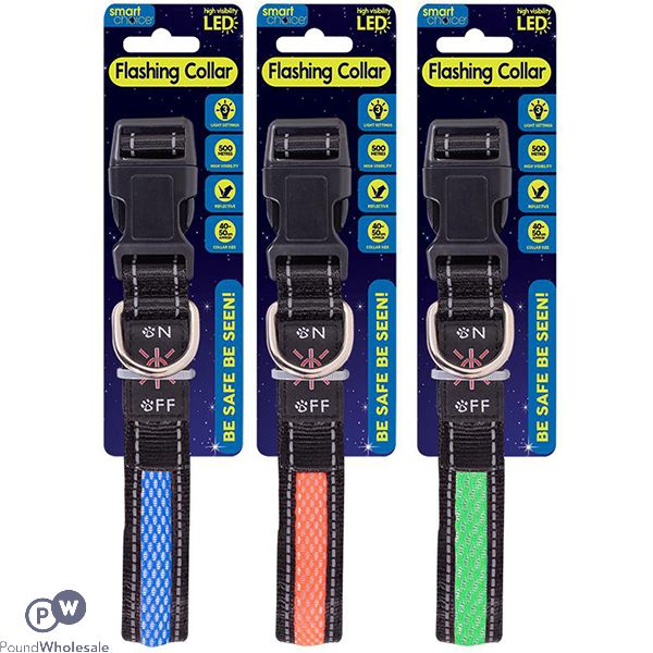 Smart Choice LED Flashing Dog Collar 41cm-51cm Assorted Colours