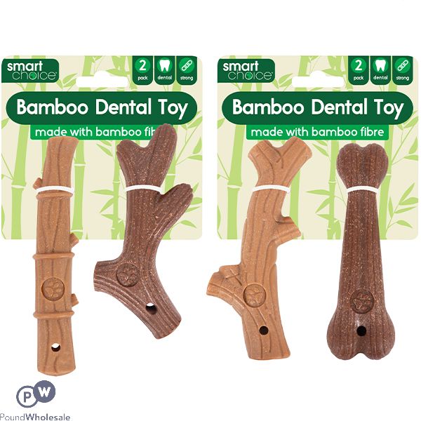 Smart Choice Bamboo Dental Dog Toy 2 Pack Assorted