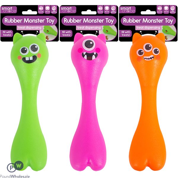 Smart Choice Rubber Treat Dispensing Monster Baton Dog Toy 32.5cm Assorted Colours