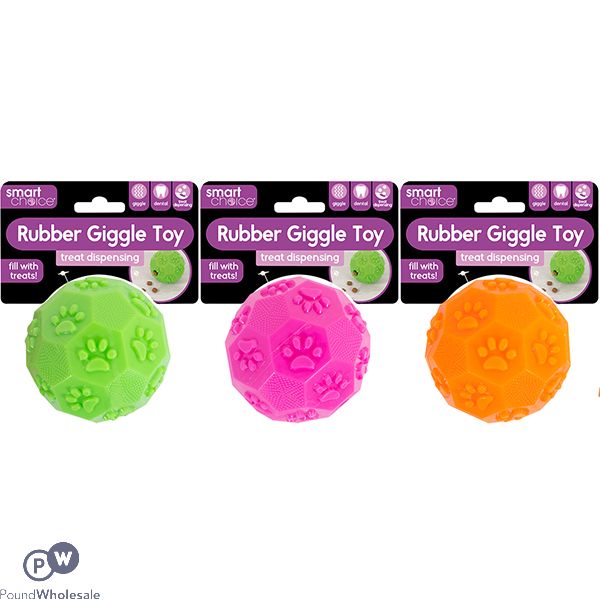 Smart Choice Rubber Treat Dispensing Giggle Ball Dog Toy 8cm Assorted Colours