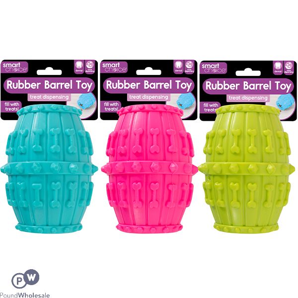 Smart Choice Rubber Treat Dispensing Barrel Dog Toy Assorted Colours