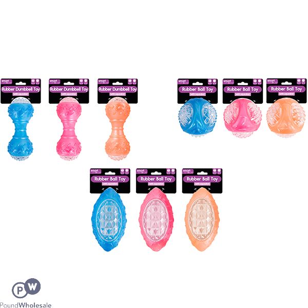 Smart Choice Squeaky Rubber Metallic Dog Toy Assorted