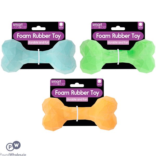 Smart Choice Foam Rubber Bone Dog Toy 16cm Assorted Colours