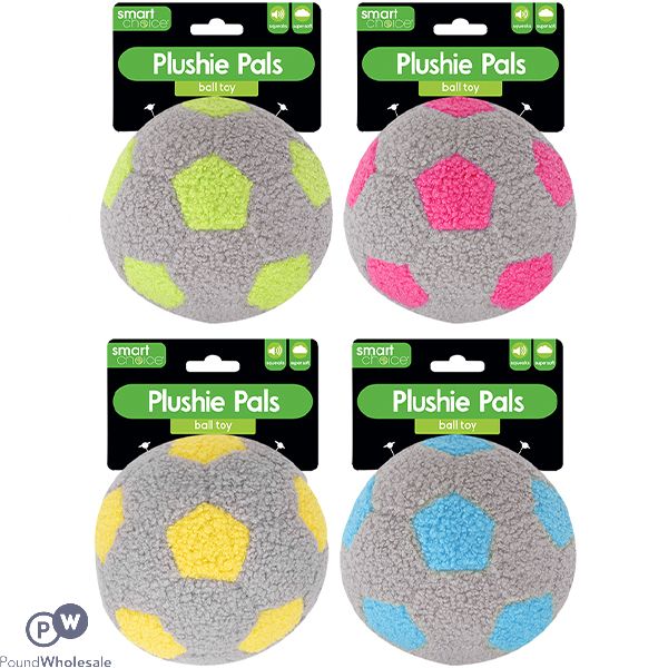 Smart Choice Squeaky Plush Football Dog Toy 15cm Assorted Colours