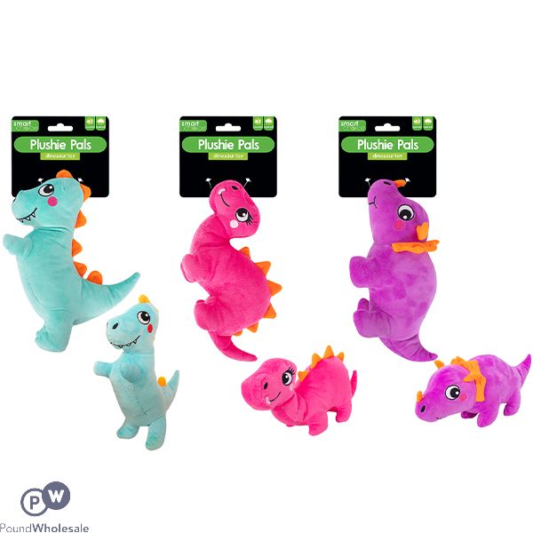 Smart Choice Squeaky Plush Dinosaur Dog Toy Assorted