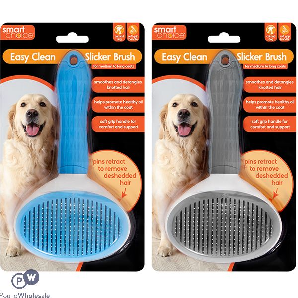 Smart Choice Easy Clean Slicker Pet Grooming Brush Assorted Colours