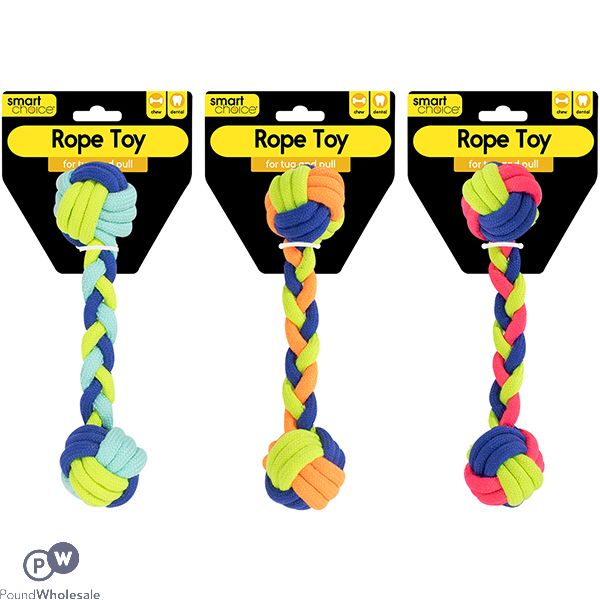 Smart Choice Rope Dumbbell Dog Toy 25cm Assorted Colours