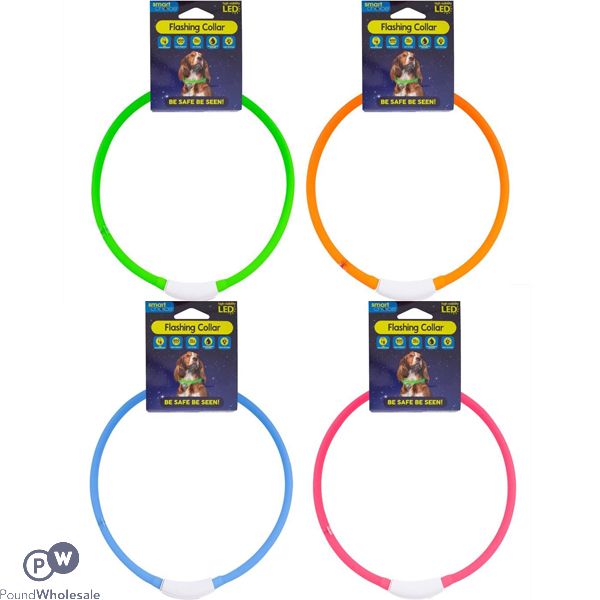 Smart Choice Led Flashing Silicone Dog Collar Assorted Colours