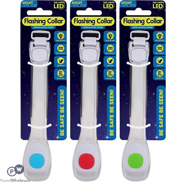 Smart Choice Elasticated Led Flashing Dog Collar Assorted Colours