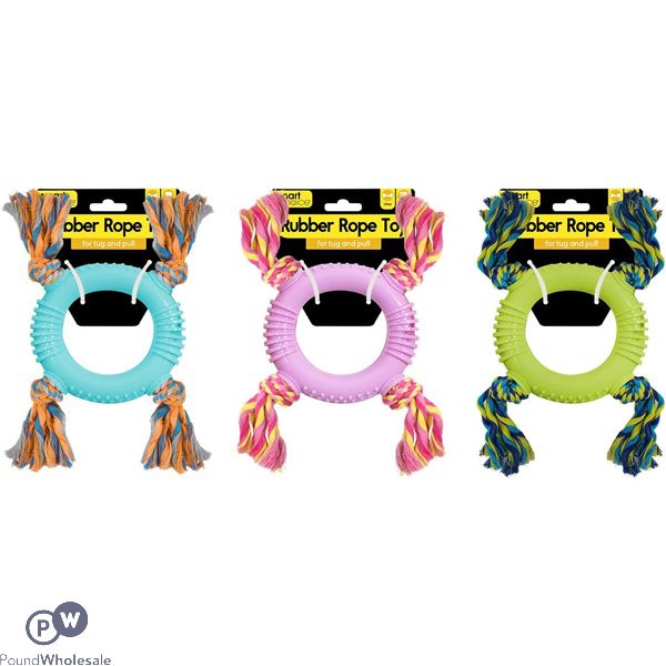 Smart Choice Rubber Ring Rope Dog Toy 25cm Assorted Colours
