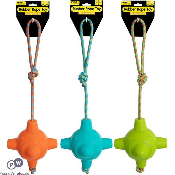 Smart Choice Rubber & Rope Dog Toy 40cm Assorted Colours