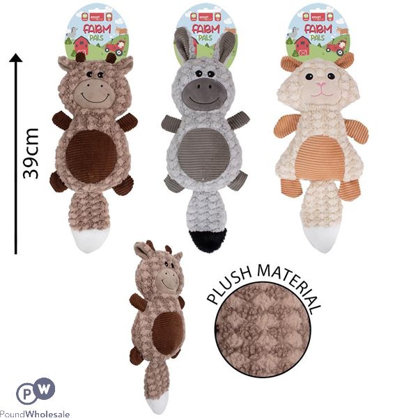 Smart Choice Farm Pals Squeaky Plush Crinkle Animal Dog Toy 39cm Assorted