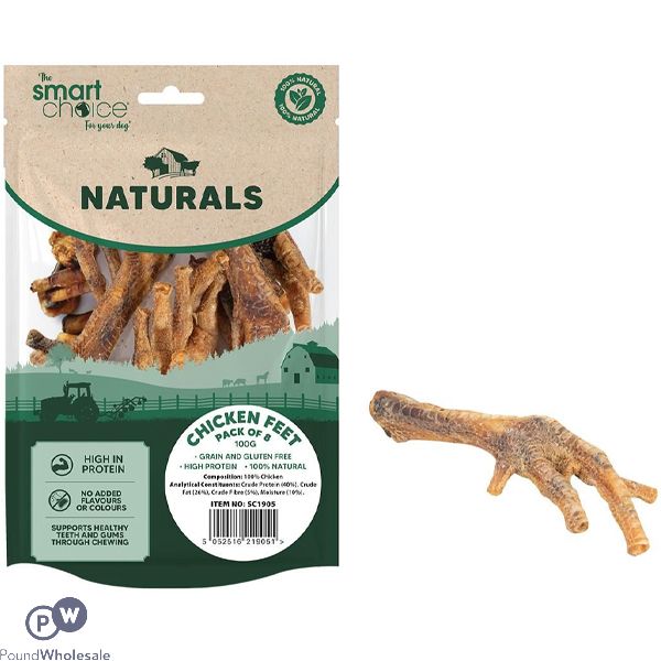 Smart Choice Natural Chicken Feet Dog Treats 100g