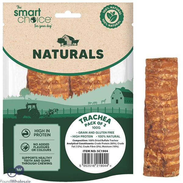 Smart Choice Natural Dried Buffalo Trachea Dog Treats 2 Pack 100g