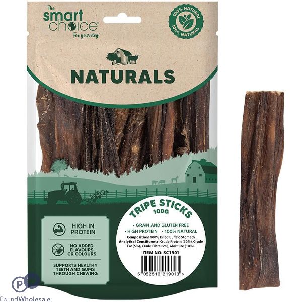 Smart Choice Natural Buffalo Tripe Sticks Dog Treats 100g