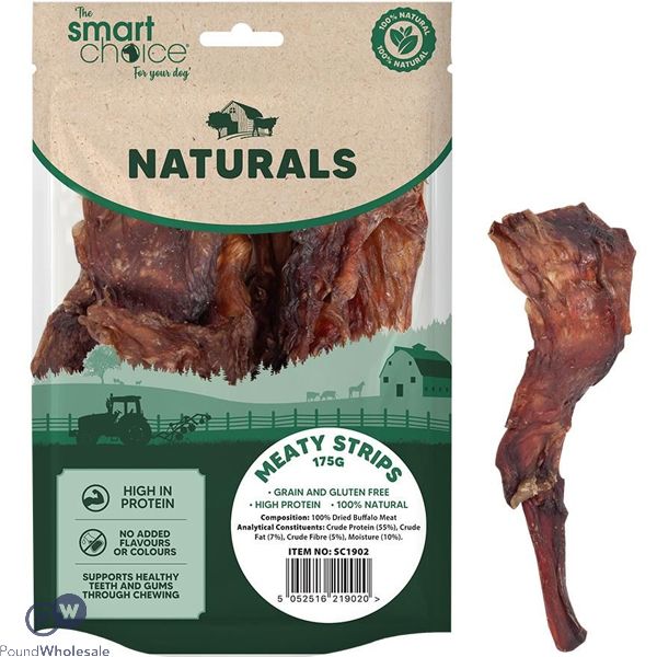 Smart Choice Natural Buffalo Meaty Strips Dog Treats 175g
