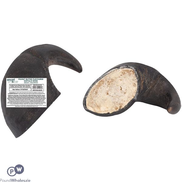 Smart Choice Natural Peanut Butter Filled Buffalo Horn Dog Treat 25cm