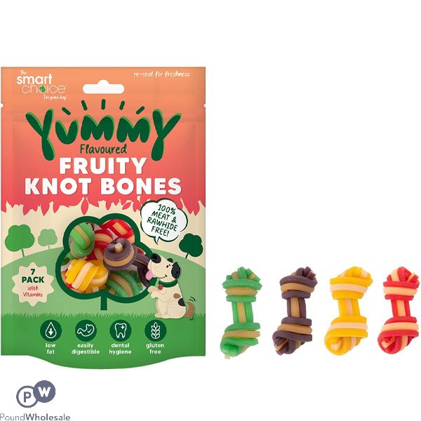 Smart Choice Yummy Meat-free Fruity Woven Knot Bones Dog Treat 100g