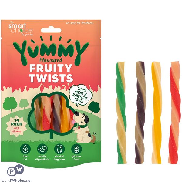 Smart Choice Yummy Meat-free Fruity Twist Sticks Dog Treats 175g