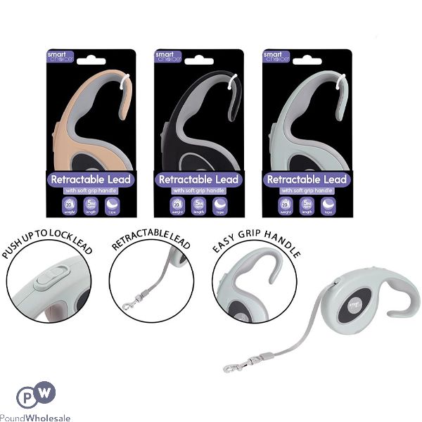 Smart Choice 20kg Retractable Tape Dog Lead 5m Assorted Colours